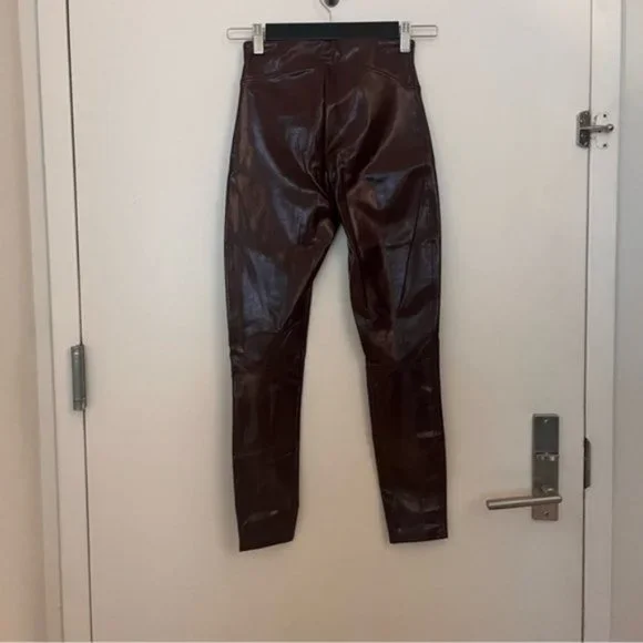 Spanx Faux Patent Leather Leggings in Color Ruby